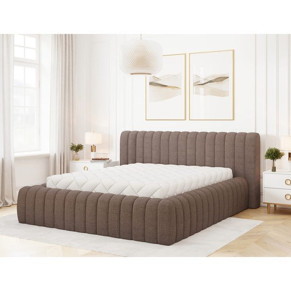 Hnedá čalúnená dvojlôžková posteľ s úložným priestorom s roštom 140x200 cm Carilla – ELTAP-image-3