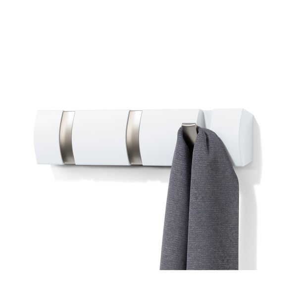 Biely nástenný vešiak z topoľového dreva Flip - Umbra-image-3