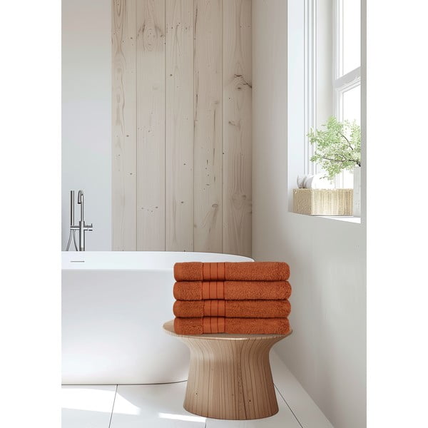 Froté bavlnené uteráky v tehlovej farbe v súprave 4 ks 50x100 cm – Good Morning-image-3