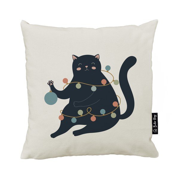 Obliečka na vankúš s vianočným motívom 45x45 cm Festive Cat – Butter Kings
