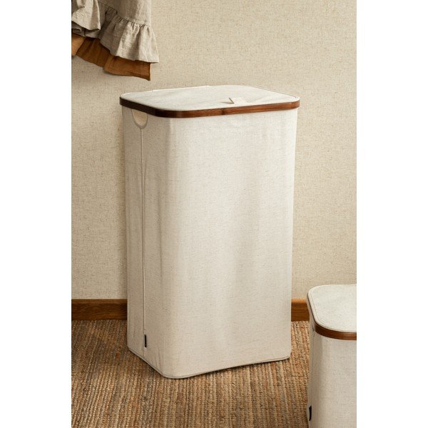 Krémový látkový kôš na bielizeň Bamboo/Linen – Bigso-image-1