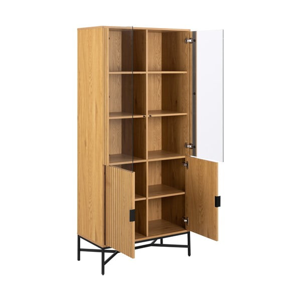 Vitrína v dekore duba v prírodnej farbe 80x180x40 cm Jaipur – Actona-image-3