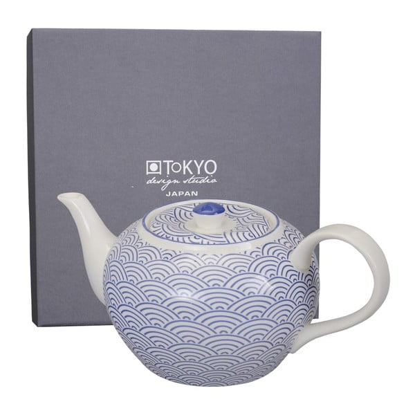Modrá porcelánová kanvica na čaj Tokyo Design Studio Wave