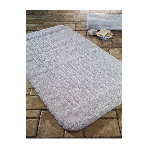 Biela predložka do kúpeľne Confetti Bathmats Cotton Stripe, 60 × 100 cm