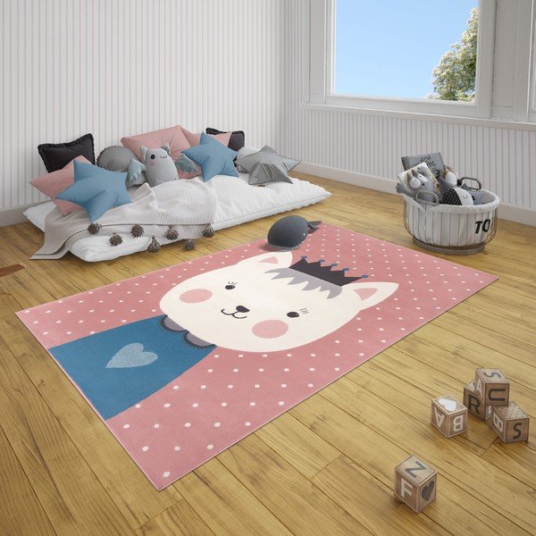Detský ružový koberec Hanse Home Adventures Kitty Bonny, 160 x 220 cm-image-1