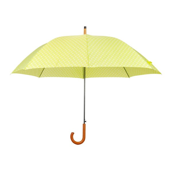 Žltý dáždnik s drevenou rukoväťou Esschert Design Rain