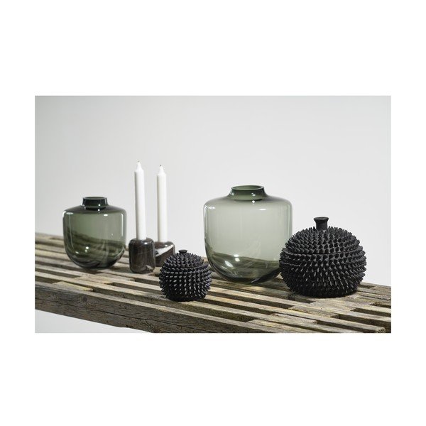 Sivá sklenená váza (výška  21 cm) Daun – Villa Collection-image-4