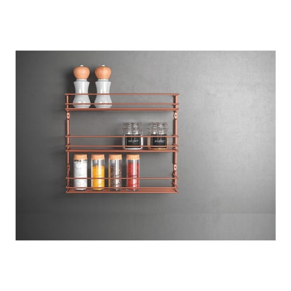 Nástenný regál na koreničky s 3 policami v medenej farbe Metaltex-image-1