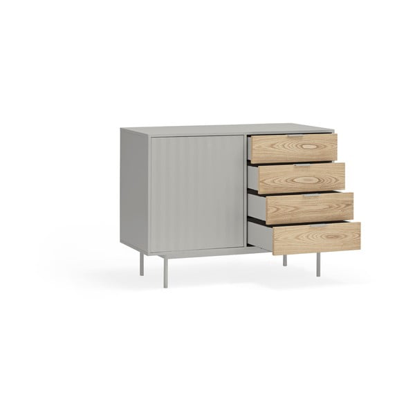 Nízka komoda v dekore duba v sivo-prírodnej farbe 108x80 cm Sierra – Teulat-image-4