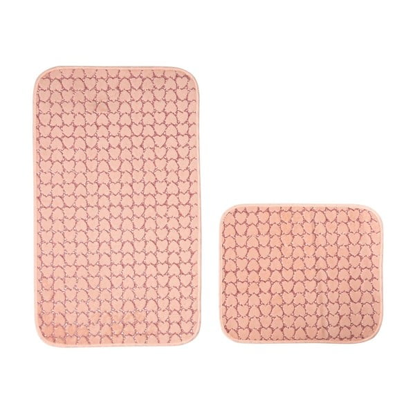 Ružové kúpeľňové predložky v súprave 2 ks 60x100 cm Heart – Mila Home