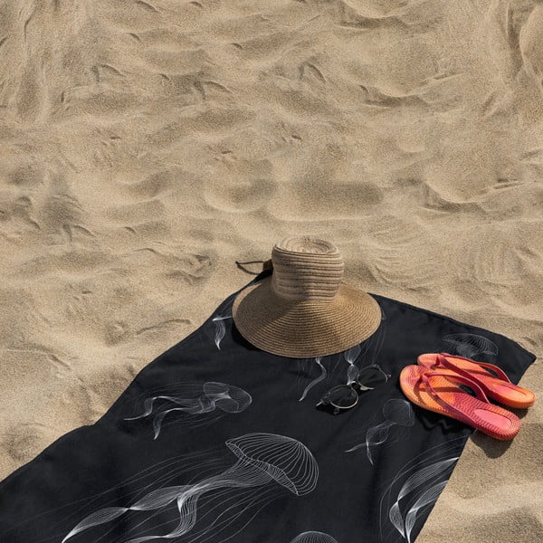 Čierno-biela plážová osuška 90x180 cm Jellyfish - DecoKing-image-4