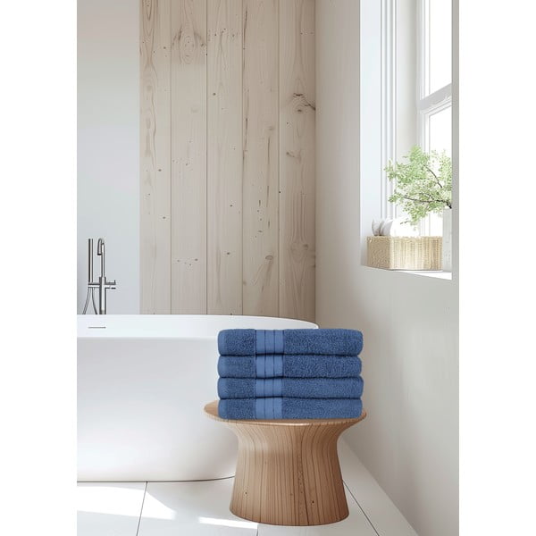 Modré froté bavlnené uteráky v súprave 4 ks 50x100 cm – Good Morning-image-3