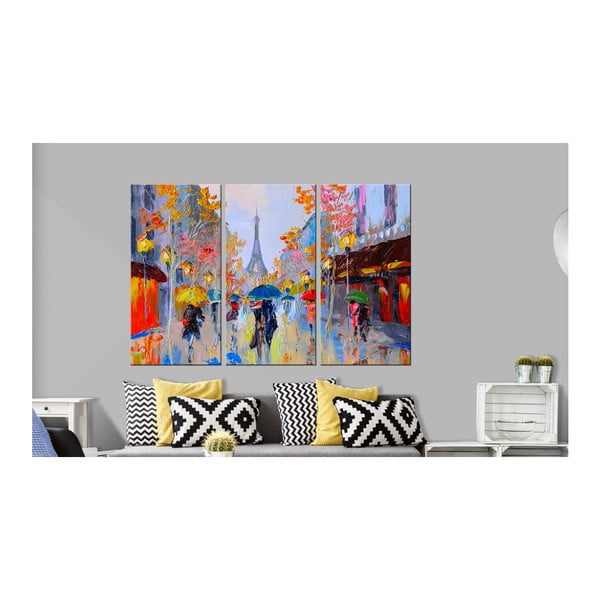 Ručne maľovaný obraz na plátne Bimago Rainy Paris, 120 x 80 cm