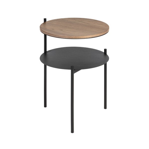 Čierny/v tmavo prírodnej farbe nočný stolík s doskou v dekore orechového dreva Tu – noo.ma