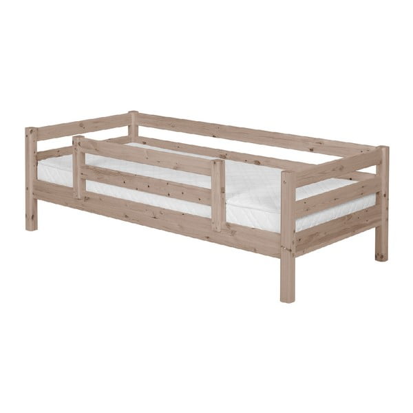 Hnedá detská posteľ z borovicového dreva s bezpečnostnou lištou Flexa Classic, 90 × 200 cm