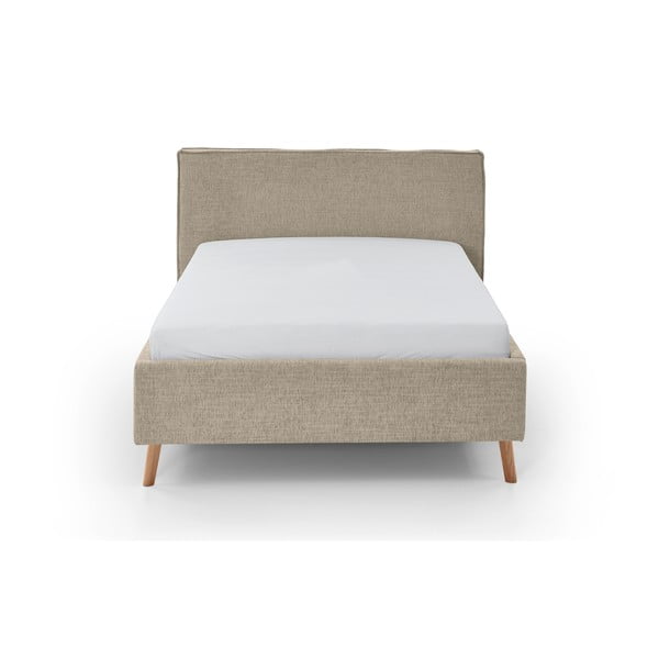 Béžová čalúnená dvojlôžková posteľ s úložným priestorom s roštom 140x200 cm Riva – Meise Möbel-image-4