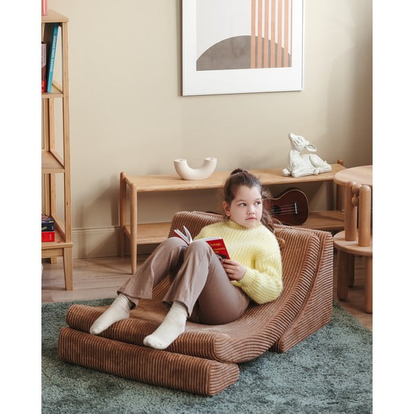Hnedé menčestrové detské kresielko Moon – Wigiwama-image-1