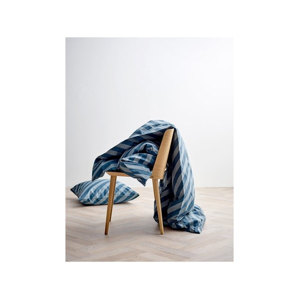 Tmavomodré obliečky z organického bavlnené saténu Södahl Diagonal, 140 x 200-image-1