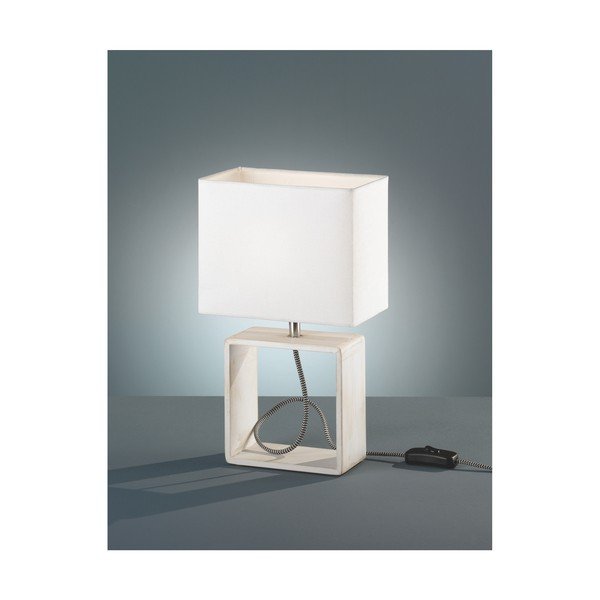 Biela stolová lampa z prírodného dreva a tkaniny Reality Tick, výška 34 cm-image-1