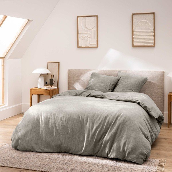 Sivé 3-dielne bavlnené obliečky na dvojlôžko/predĺžené 240x220 cm Meline – douceur d'intérieur