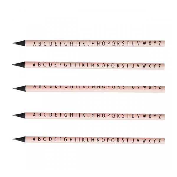 Súprava 5 ružových ceruziek Design Letters Pencils