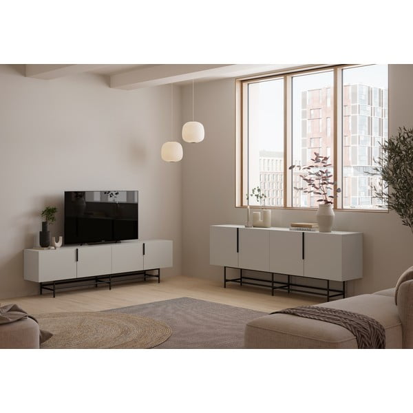 Krémová nízka komoda 200x77,5 cm Eldia – Marckeric-image-1