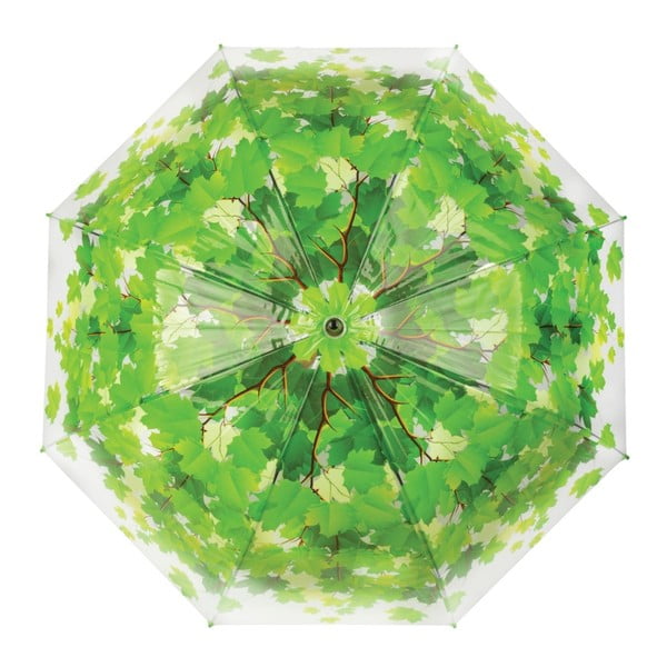 Transparentný dáždnik s rúčkou so zelenými detailmi Esschert Design Ambiance Birdcage Leaf, ⌀ 92,5 cm-image-2