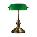 Stolová lampa v zelenej a mosadznej farbe Markslöjd Bankers, výška 42 cm