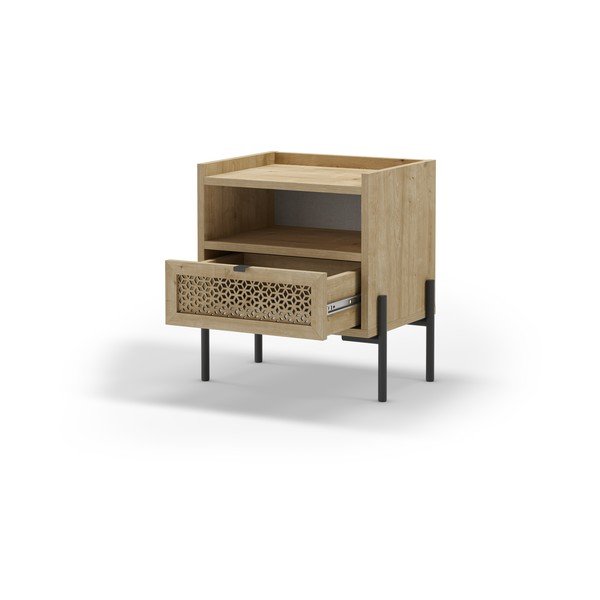 Nočný stolík v dekore duba s poličkami v prírodnej farbe Inca – Marckeric-image-2