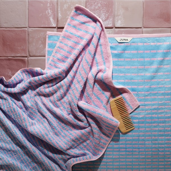 Modrý/ružový froté uterák s prímesou bambusu 50x100 cm Nuance – JUNA-image-1