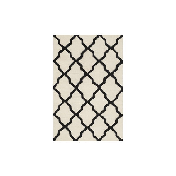 Vlnený koberec Ava 121x182 cm, biely/čierny