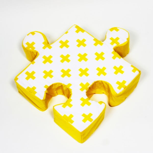 Žltý vankúšik Puzzle Cross