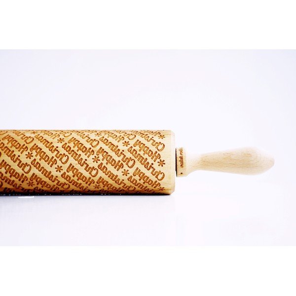 Drevený vianočný embosovaný valček na cesto Valek Happy Christmass-image-1