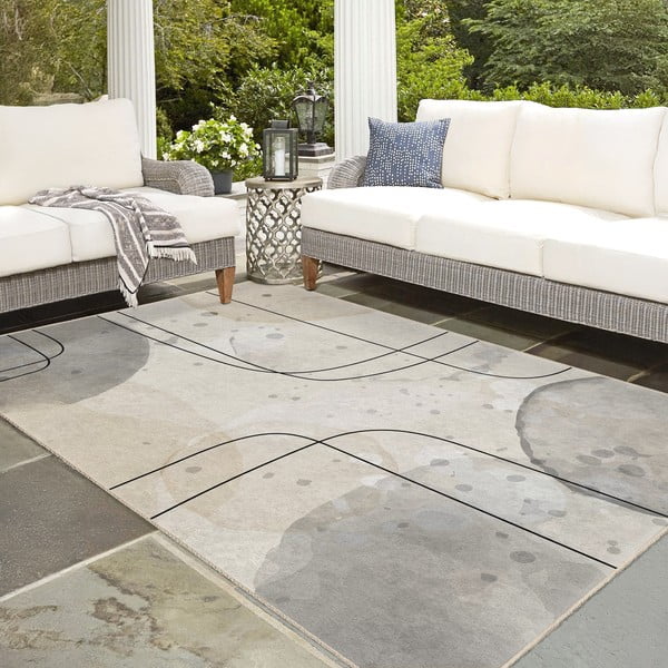 Sivo-krémový prateľný behúň 80x200 cm Simple Lines – Mila Home-image-2