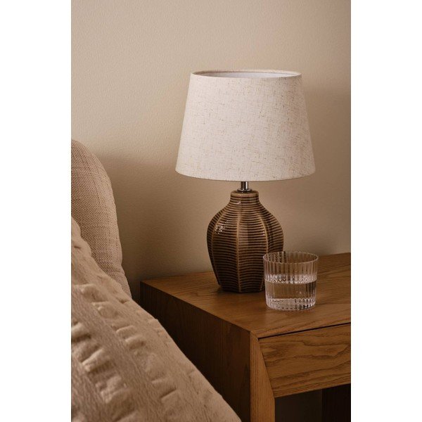 Béžová/tmavohnedá keramická stolová lampa (výška  34 cm) Wera – Jotex-image-2