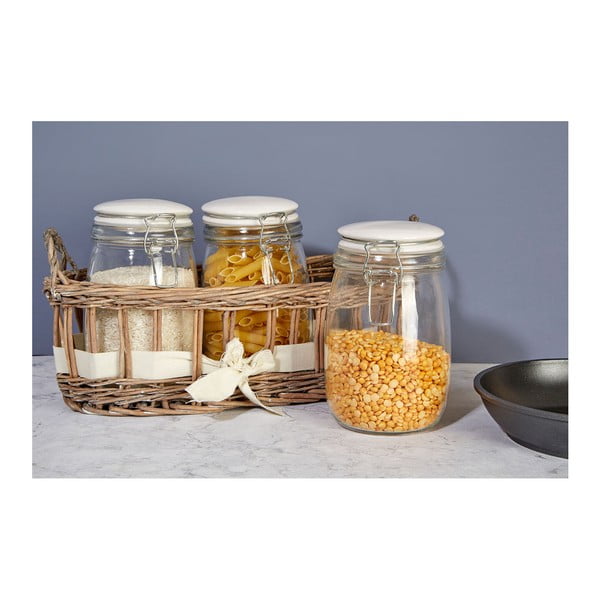 Súprava 3 úložných dóz v košíku Premier Housewares Country Cottage, 1000 ml-image-3