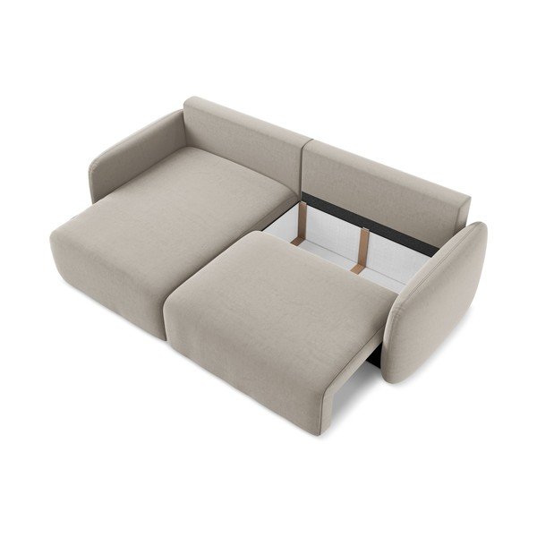 Taupe zamatová rozkladacia/s úložným priestorom rohová pohovka (ľavý roh/s leňoškou) Kalena – Makamii-image-4