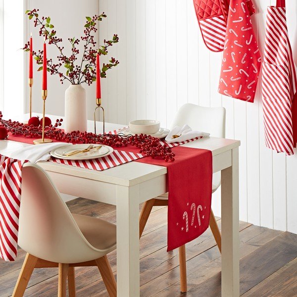 Bavlnený behúň na stôl s vianočným motívom 32x220 cm Candy Cane – Catherine Lansfield-image-1