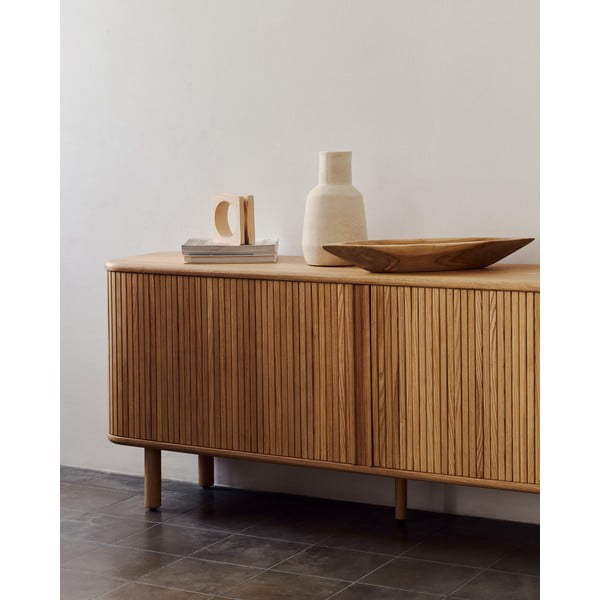 Komoda v dekore jaseňa s posuvnými dverami v prírodnej farbe 180x75,5x40 cm Mailen – Kave Home-image-2