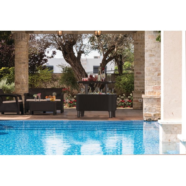 Plastový záhradný stolík so zásobníkom na ľad 83.5x40 cm Bevy – Keter-image-1