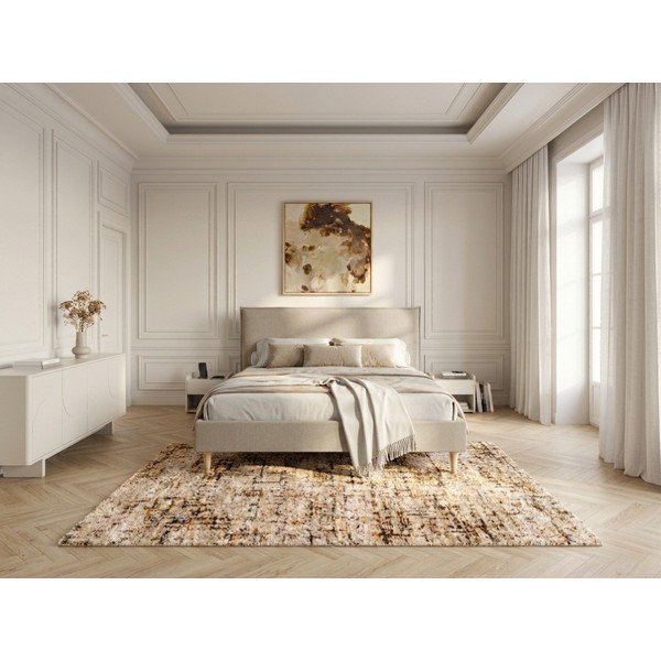 Béžová dvojlôžková posteľ Bobochic Paris Sary Dark, 160 x 200 cm-image-1