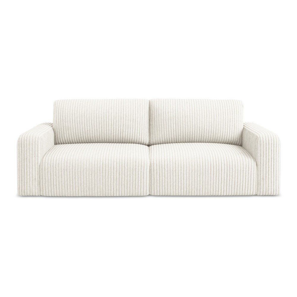 Krémovobiela menčestrová rozkladacia/s úložným priestorom pohovka 252 cm Kona – Makamii