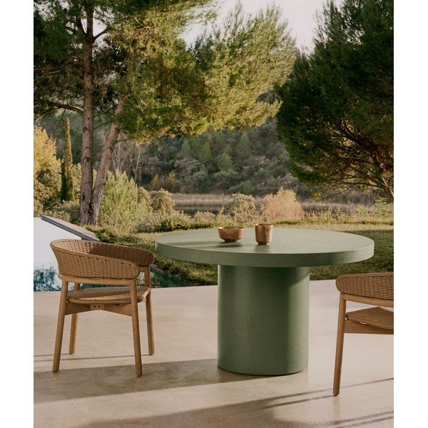 Betónový okrúhly záhradný jedálenský stôl ø 120 cm Aiguablava – Kave Home-image-1