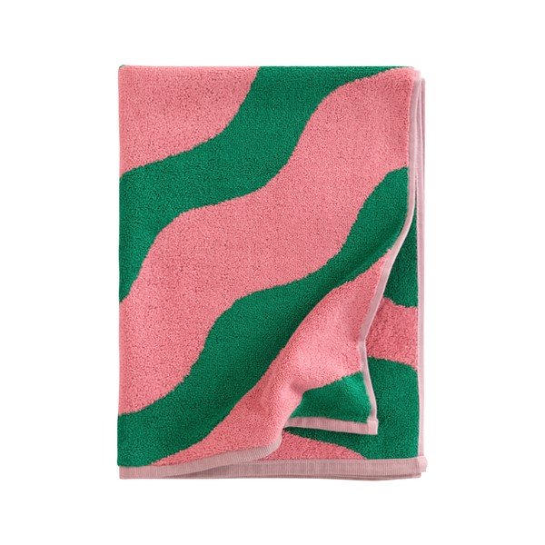 Zelený/ružový bavlnený uterák 50x70 cm Waves – Jotex