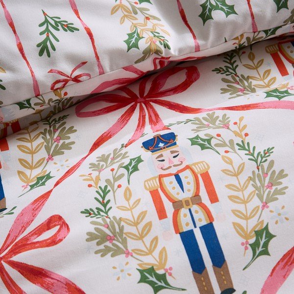 Obliečky na jednolôžko v prírodnej farbe 135x200 cm Christmas Nutcracker Bows – Catherine Lansfield-image-4