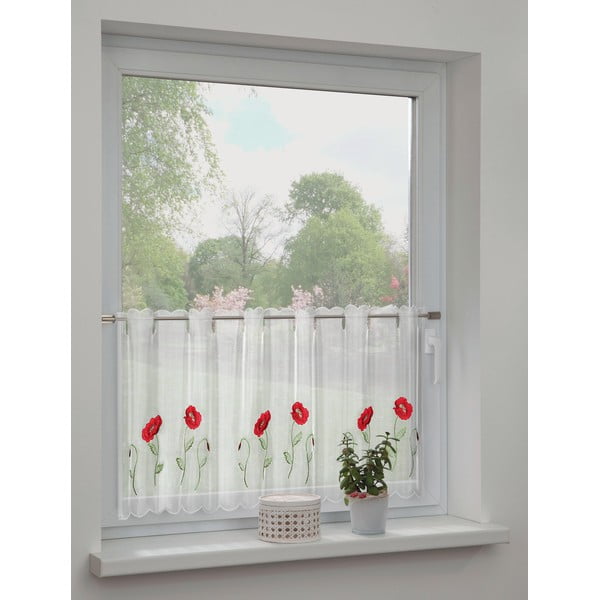 Biela záclona 155x45 cm Poppies – Sehlbach-image-1