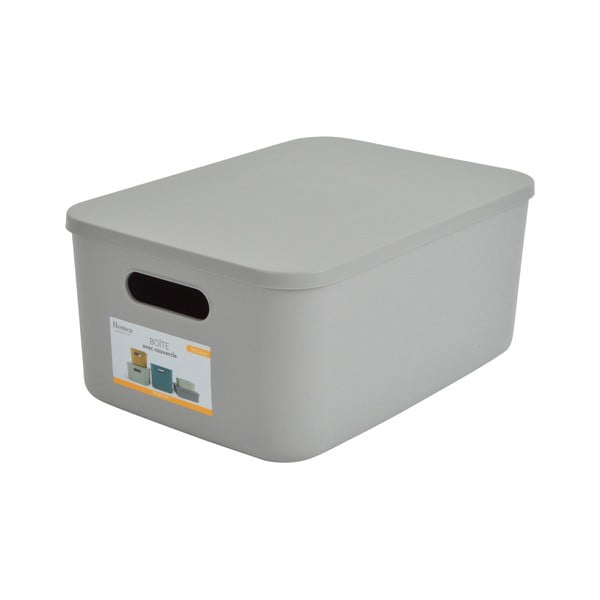 Sivý plastový úložný box s vekom 35,5x25,5x16 cm – Homéa-image-2