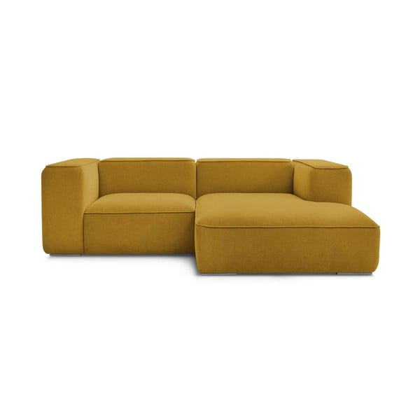 Okrovožltá rohová pohovka z textílie buklé (pravý roh) Zephyr – Bobochic Paris