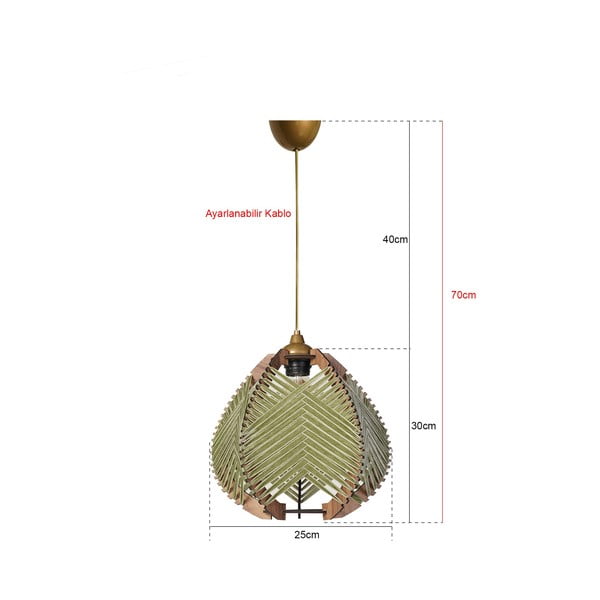 Zelené/v prírodnej farbe závesné svietidlo s textilným tienidlom ø 25 cm Yola – Opviq lights-image-2