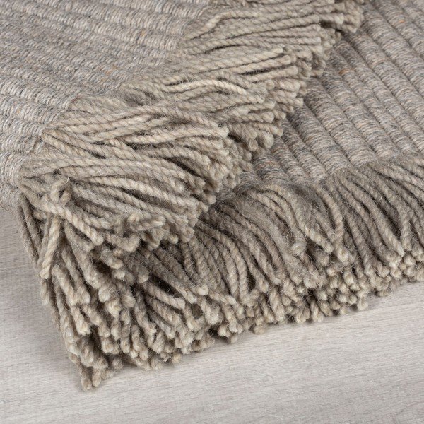 Sivý ručne tkaný koberec s prímesou vlny 200x290 cm Rene Fringed Ribbed – Flair Rugs-image-2